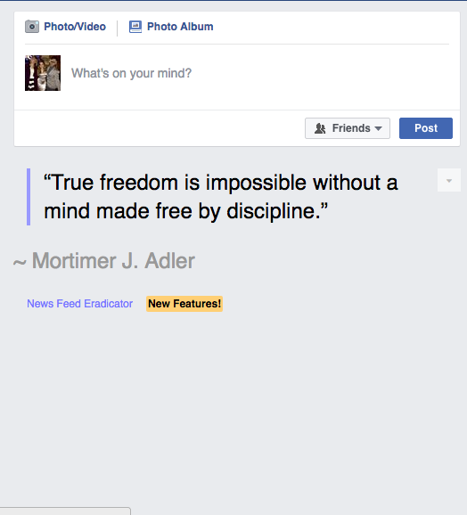 Newsfeed Eradicator for Facebook- Inspirational Quote